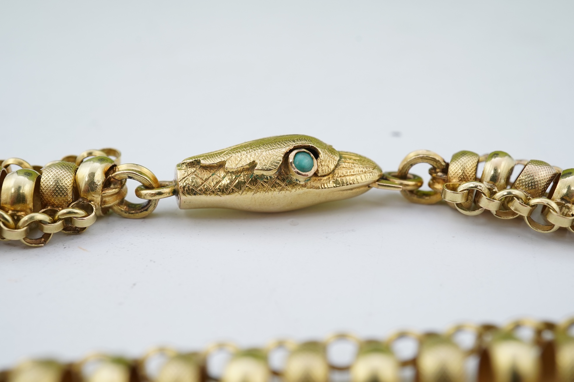 A gold long guard chain, 19th century